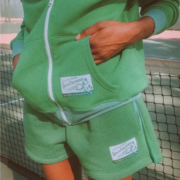 🎾 Ace the Moon The Tennis Zip Up Hoodie, Green - Picture 2 of 7